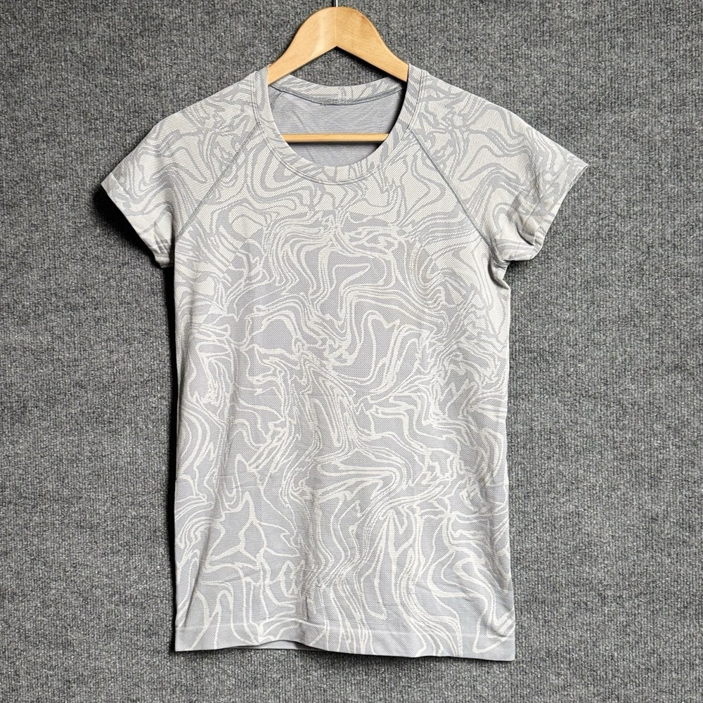 Lululemon Swiftly Tech SS 2.0 Shirt Marble Dye Rhino Grey Flat Chest 17" - Picture 2 of 16
